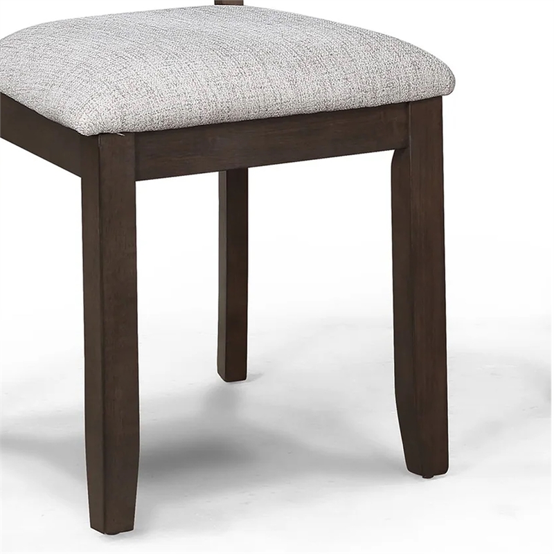 Wogy Side Dining Chair Set of 2-Brown Wood Ladder Backrest-Off White Seats
