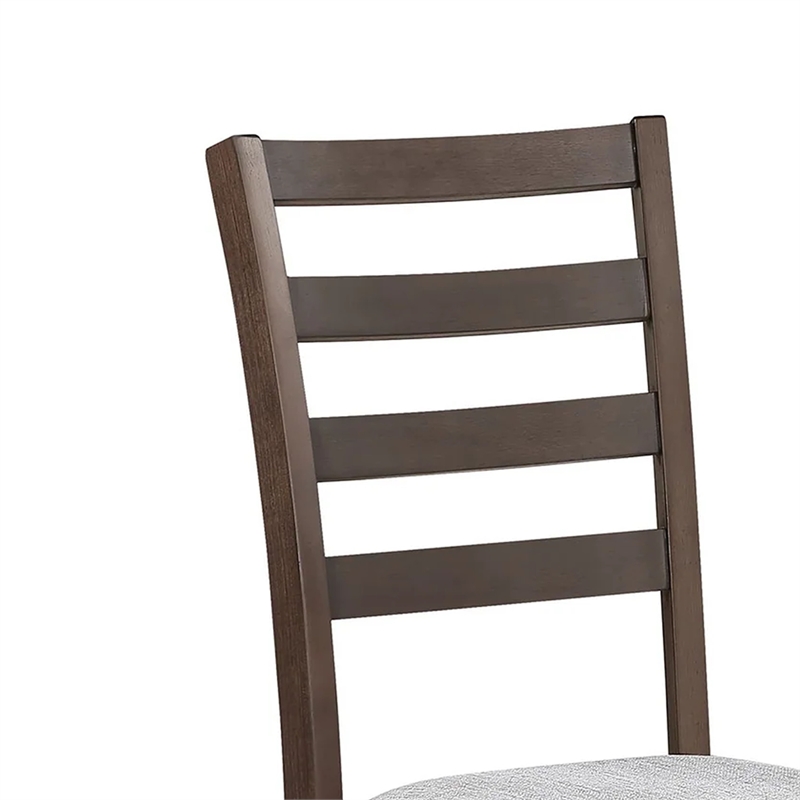 Wogy Side Dining Chair Set of 2-Brown Wood Ladder Backrest-Off White Seats
