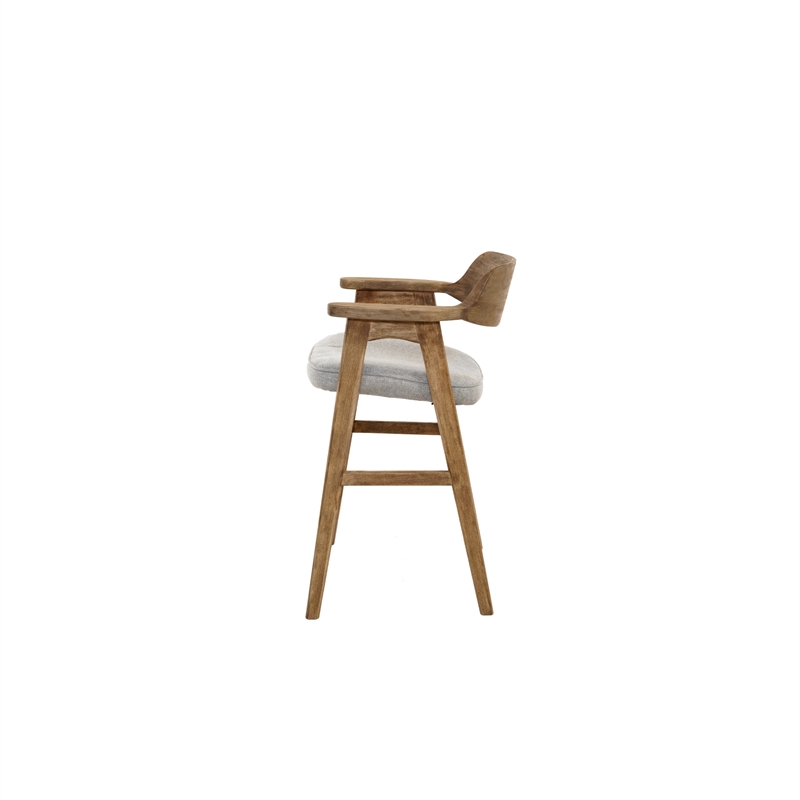 Zsy Counter Stool Chair-Open Back Natural Brown Birch Wood-Anew Gray