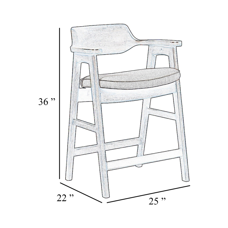 Zsy Counter Stool Chair-Open Back Natural Brown Birch Wood-Anew Gray