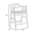 Zsy Counter Stool Chair-Open Back Natural Brown Birch Wood-Anew Gray