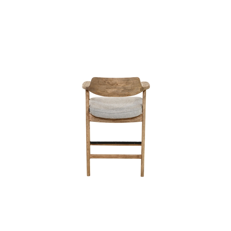 Zsy Counter Stool Chair-Open Back Natural Brown Birch Wood-Anew Gray