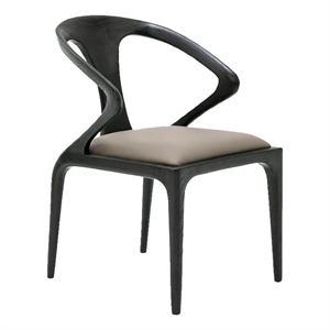 Cid Syla Dining Chair-Black Ash Wood Frame-Faux Leather Seat