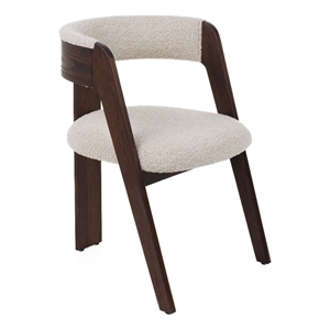 Cid Ashi Dining Chair Set of 2-Cream Fabric-Rich Dark Brown Oak Wood