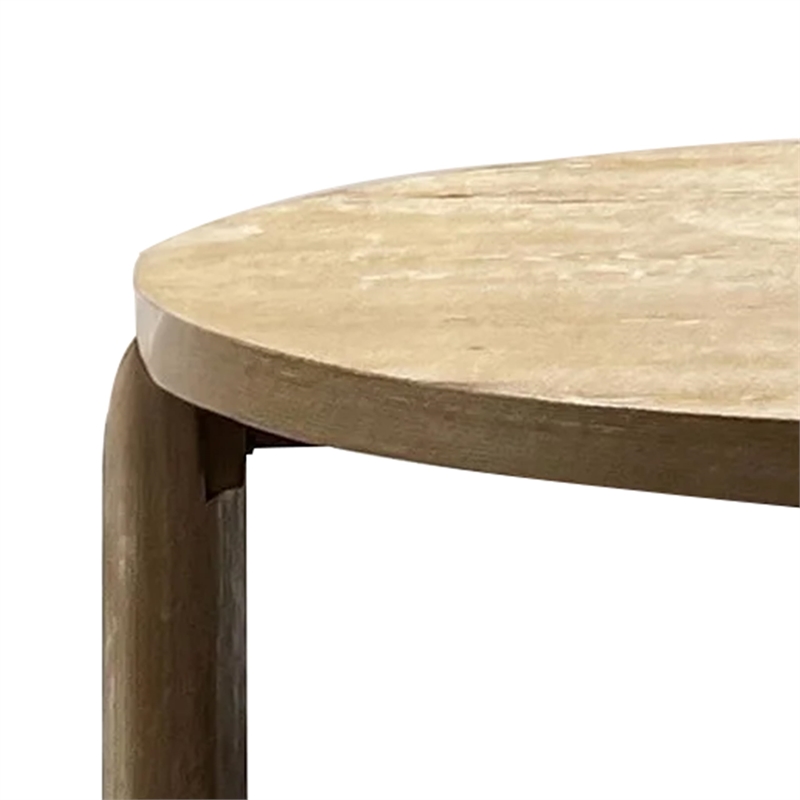 Timore Cocktail Coffee Table-Round 42 Inch Oak Brown Wood Top-Plinth Base