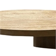 Timore Cocktail Coffee Table-Round 42 Inch Oak Brown Wood Top-Plinth Base