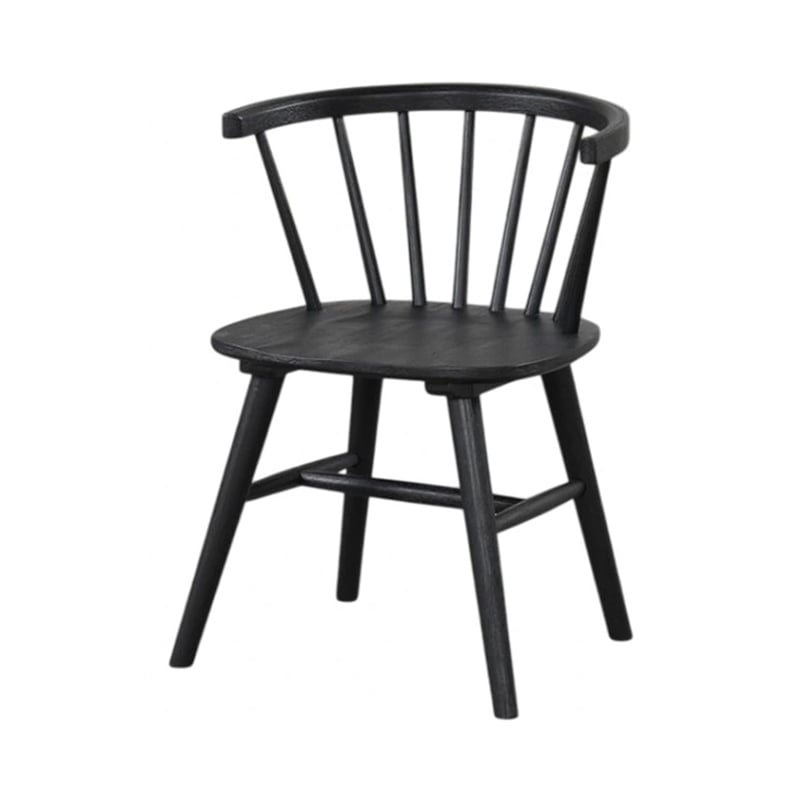 Yely Side Dining Chair Set of 2-Spindle Back-Shaker Legs-Black Rubberwood