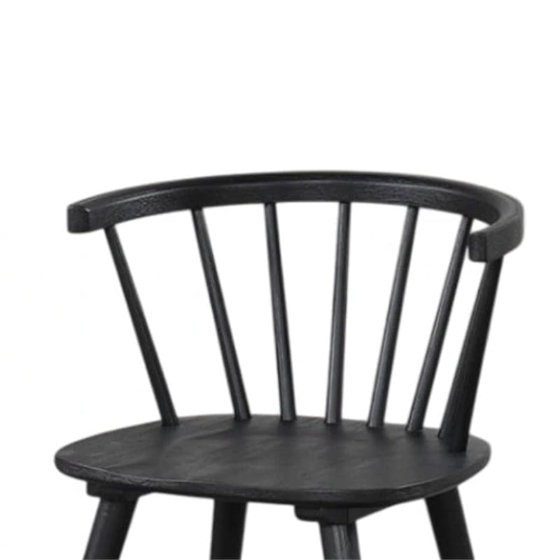 Yely Side Dining Chair Set of 2-Spindle Back-Shaker Legs-Black Rubberwood