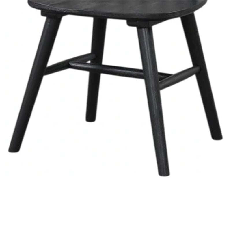 Yely Side Dining Chair Set of 2-Spindle Back-Shaker Legs-Black Rubberwood