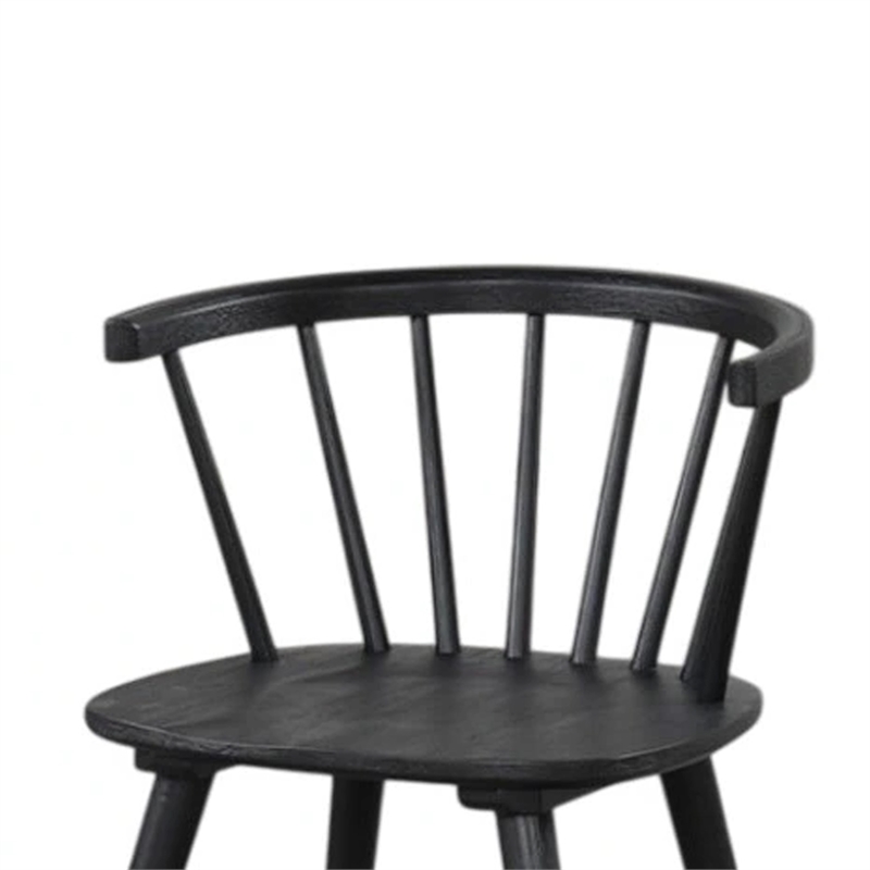 Yely Side Dining Chair Set of 2-Spindle Back-Shaker Legs-Black Rubberwood