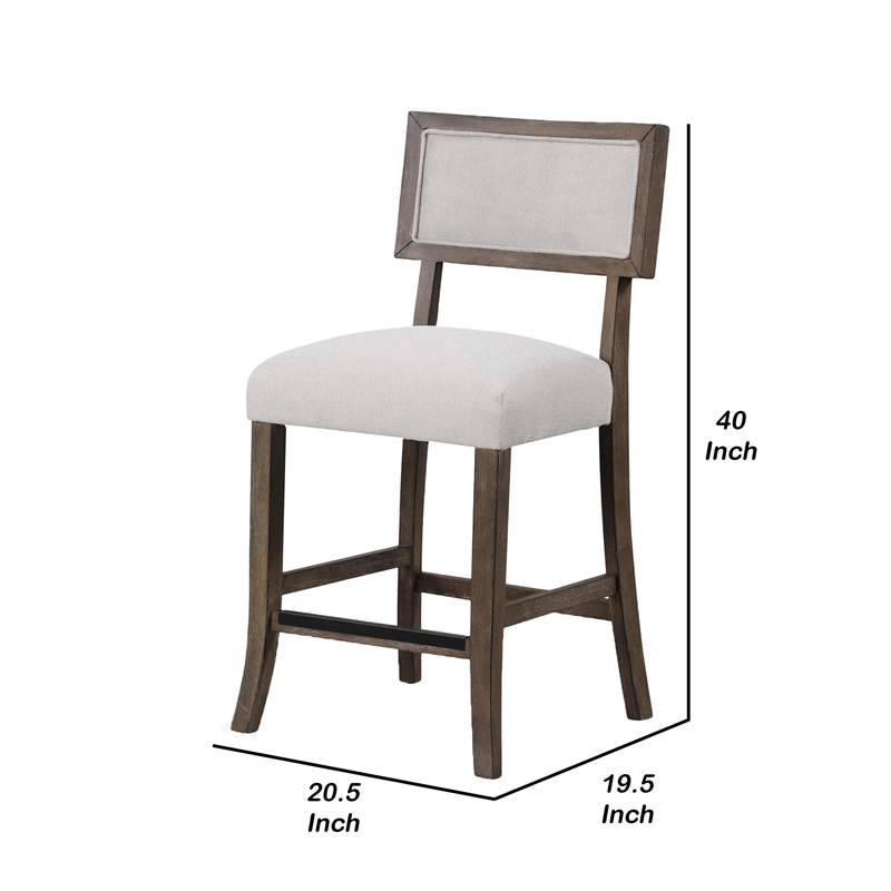 Asten Counter Stool Chair Set of 2-Dark Walnut Brown-Gray Seat