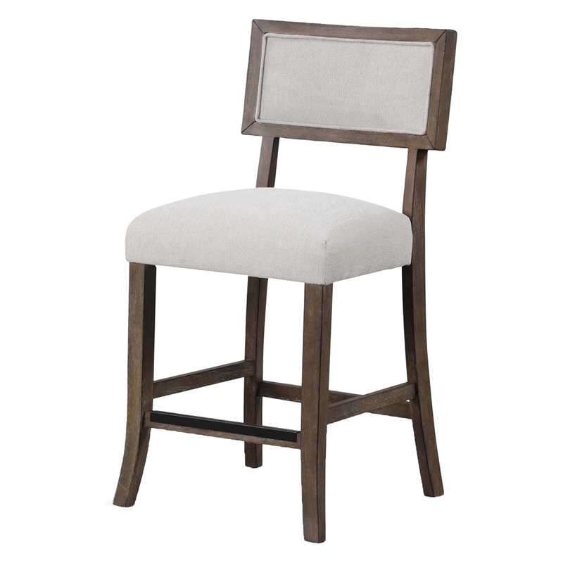 Asten Counter Stool Chair Set of 2-Dark Walnut Brown-Gray Seat