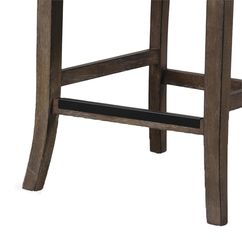 Asten Counter Stool Chair Set of 2-Dark Walnut Brown-Gray Seat