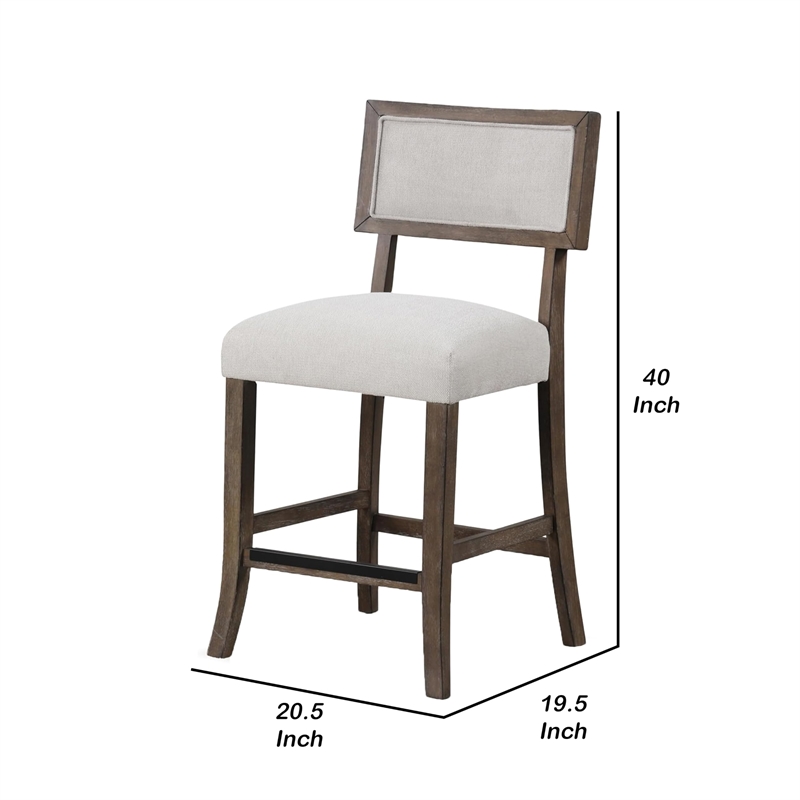 Asten Counter Stool Chair Set of 2-Dark Walnut Brown-Gray Seat