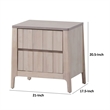 Vasu Nightstand-2 Drawers-White Wash Solid Rubberwood-21 Inch