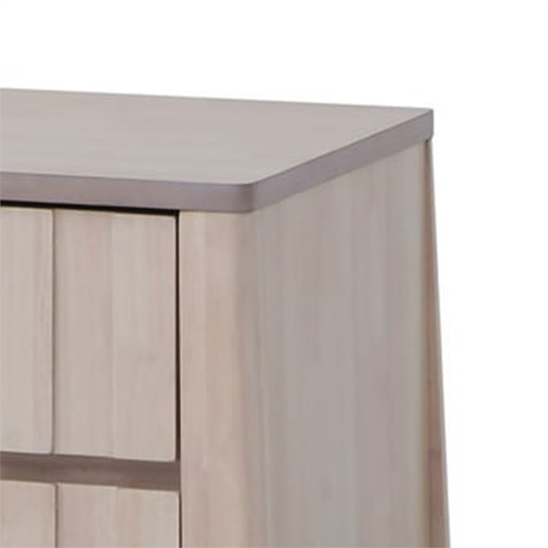 Vasu Nightstand-2 Drawers-White Wash Solid Rubberwood-21 Inch