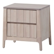 Vasu Nightstand-2 Drawers-White Wash Solid Rubberwood-21 Inch