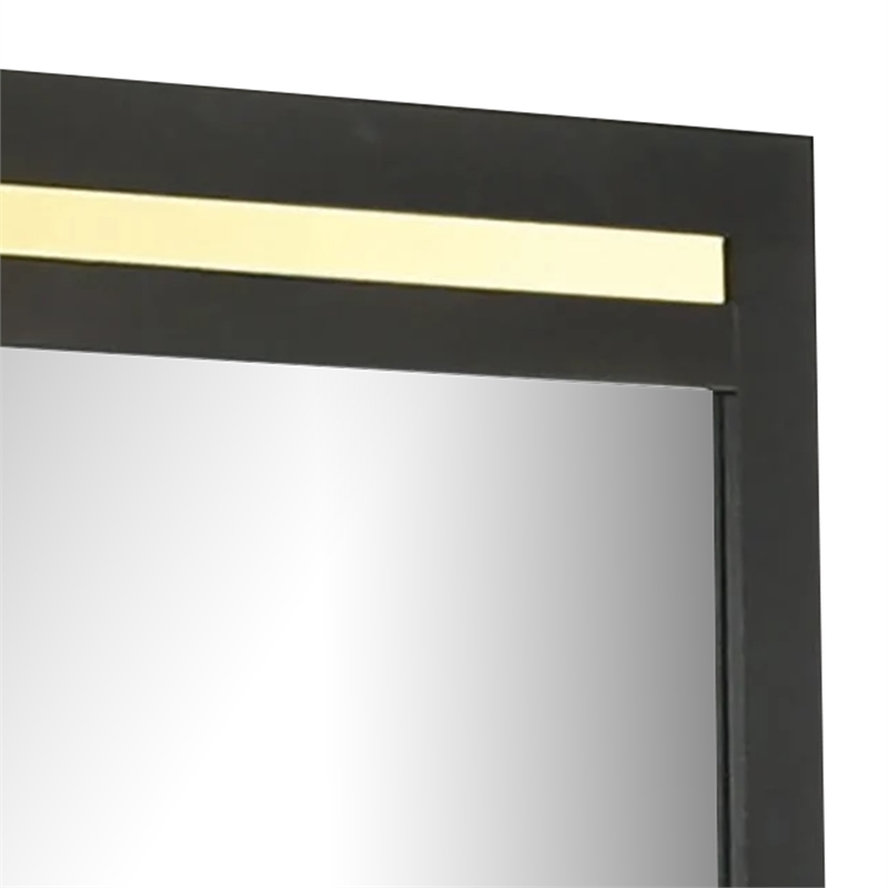 Yoki 41 Inch Dresser Mirror-Modern Glam Black with Gold Acrylic Accents