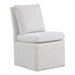 Ager Side Dining Chair with 6 Caster Wheels-Barrel Style-White Boucle