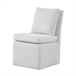 Ager Side Dining Chair with 6 Caster Wheels-Barrel Style-White Boucle