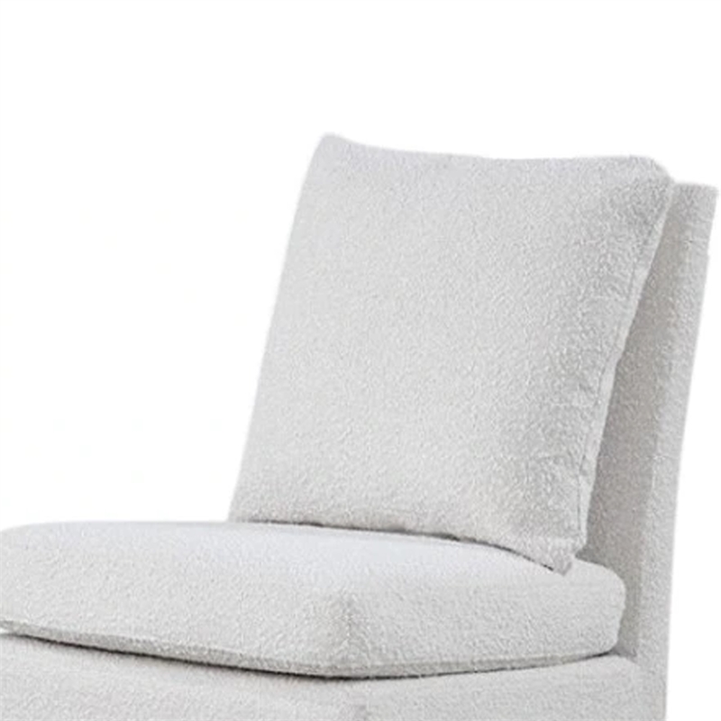 Ager Side Dining Chair with 6 Caster Wheels-Barrel Style-White Boucle