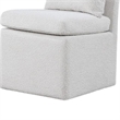 Ager Side Dining Chair with 6 Caster Wheels-Barrel Style-White Boucle
