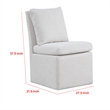 Ager Side Dining Chair with 6 Caster Wheels-Barrel Style-White Boucle