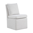 Ager Side Dining Chair with 6 Caster Wheels-Barrel Style-White Boucle