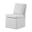 Ager Side Dining Chair with 6 Caster Wheels-Barrel Style-White Boucle