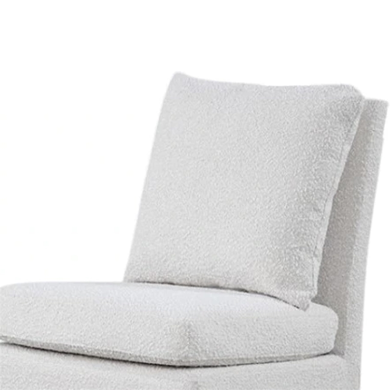 Ager Side Dining Chair with 6 Caster Wheels-Barrel Style-White Boucle