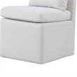 Ager Side Dining Chair with 6 Caster Wheels-Barrel Style-White Boucle