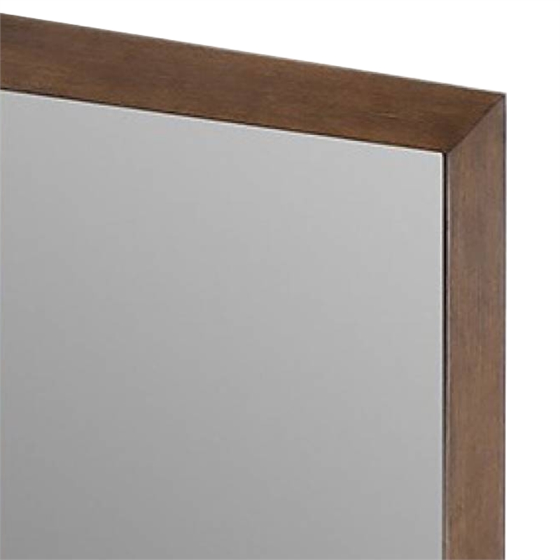 Roma Dresser Mirror-39 Inch Rectangular Frame-Walnut Brown Solid Wood