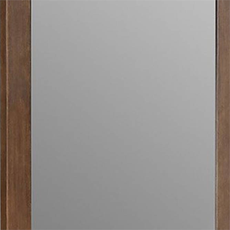 Roma Dresser Mirror-39 Inch Rectangular Frame-Walnut Brown Solid Wood