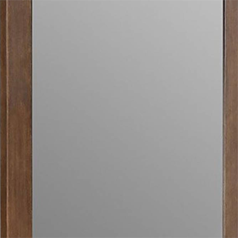 Roma Dresser Mirror-39 Inch Rectangular Frame-Walnut Brown Solid Wood