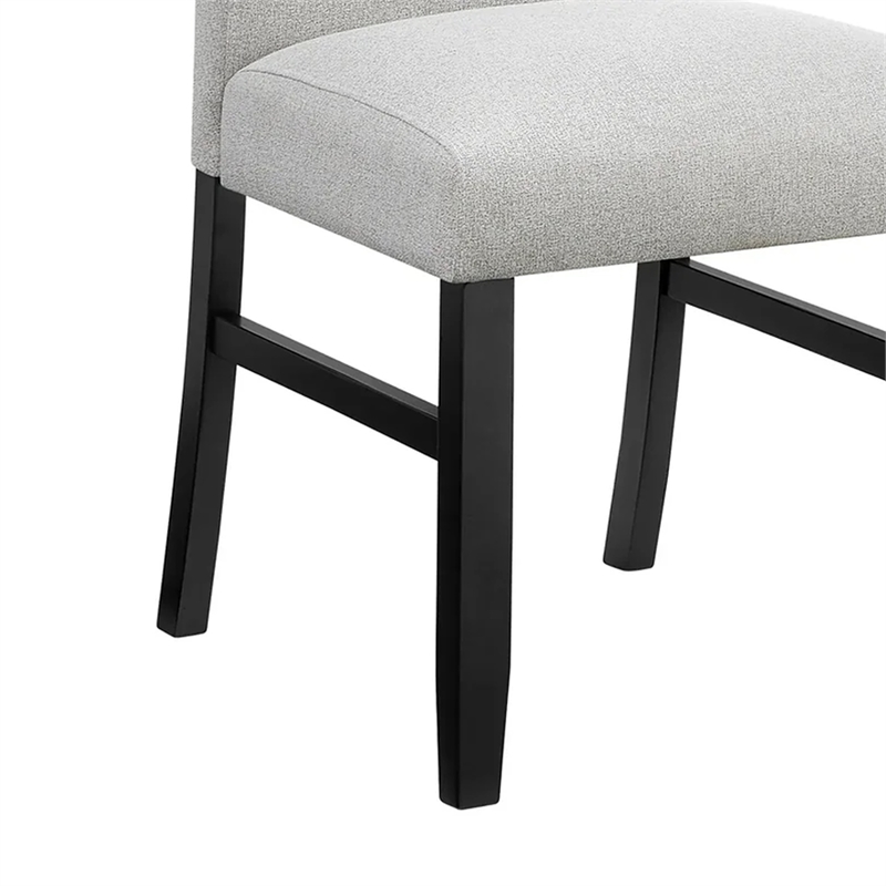 Riac Set of 2 Side Dining Chairs-Black Wood-Dove Gray Fabric Seat