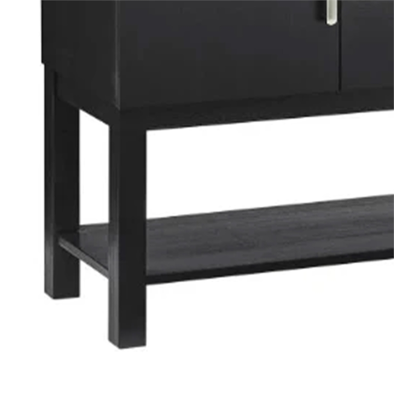 Amber Sideboard Buffet Server Cabinet-2 Cabinets and 2 Shelves-Black