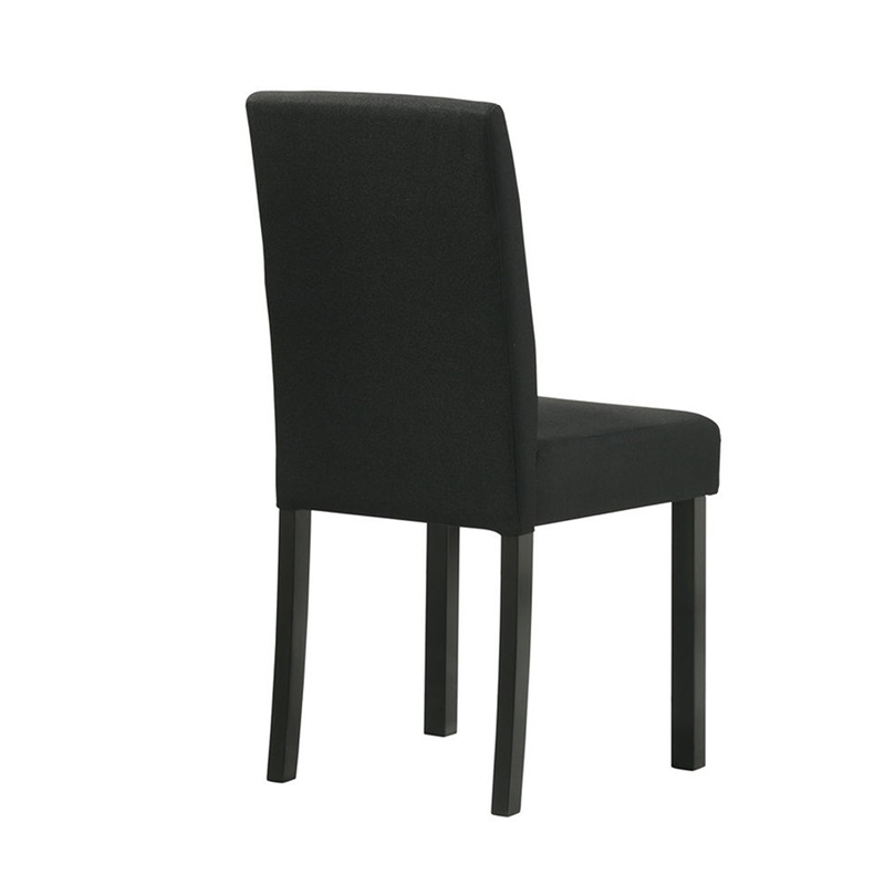 Syon Dining Chair Set of 4-Black Wood Frame-Fabric Seat and Backrest