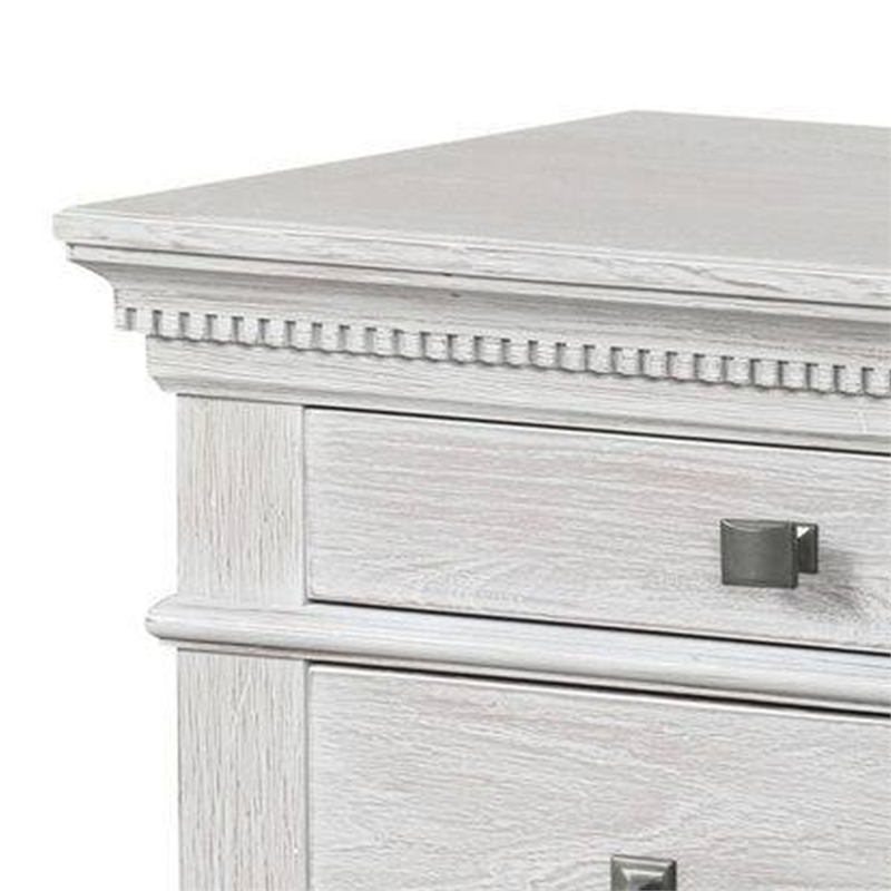 Leyne Nightstand-3 Drawers-Farmhouse Weathered Gray Solid Wood-26 Inch