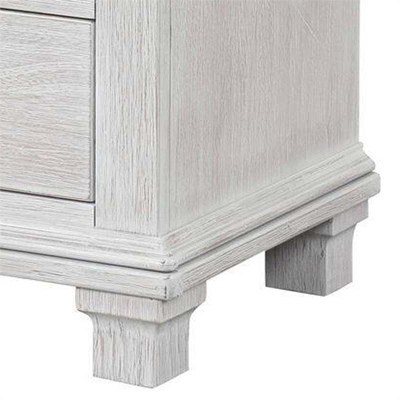 Leyne Nightstand-3 Drawers-Farmhouse Weathered Gray Solid Wood-26 Inch