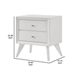 Tory Nightstand-2 Drawers-White Solid Wood-Bronze Round Knobs