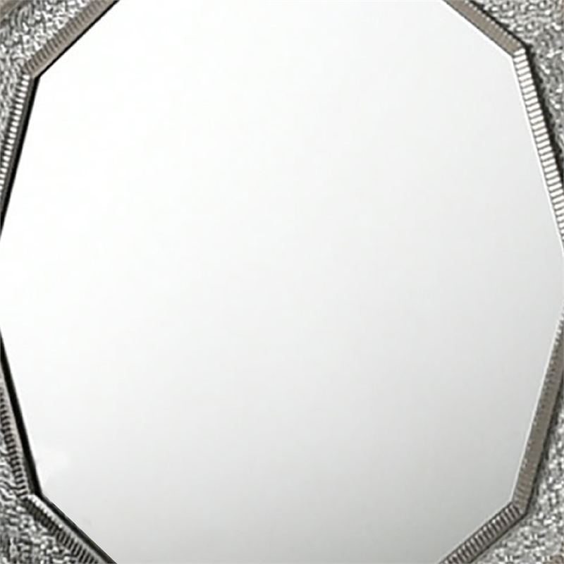 Cyl Vanity Dresser Mirror-Geometric Metallic Gray Backlit LED Frame