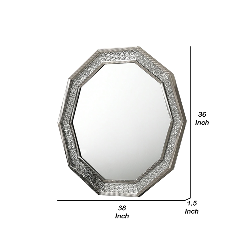 Cyl Vanity Dresser Mirror-Geometric Metallic Gray Backlit LED Frame