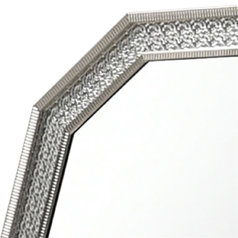 Cyl Vanity Dresser Mirror-Geometric Metallic Gray Backlit LED Frame