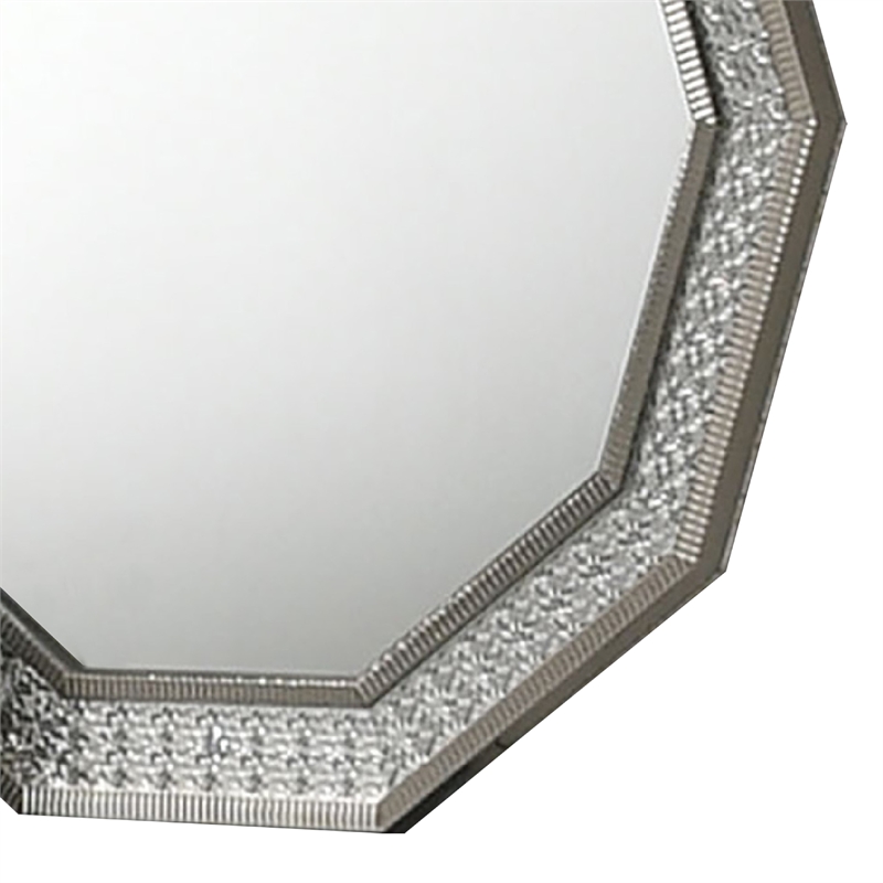 Cyl Vanity Dresser Mirror-Geometric Metallic Gray Backlit LED Frame
