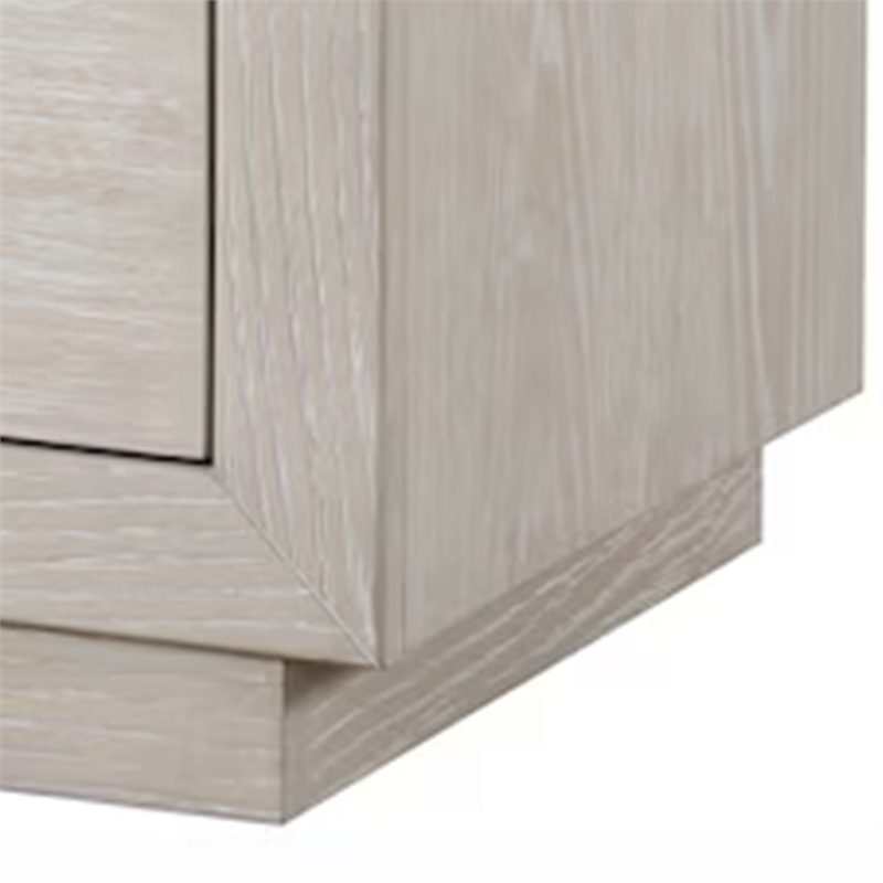 Kexa Nightstand-USB and LED-2 Drawers Chrome Handles-Light Gray