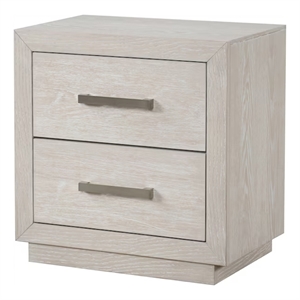 Kexa Nightstand-USB and LED-2 Drawers Chrome Handles-Light Gray