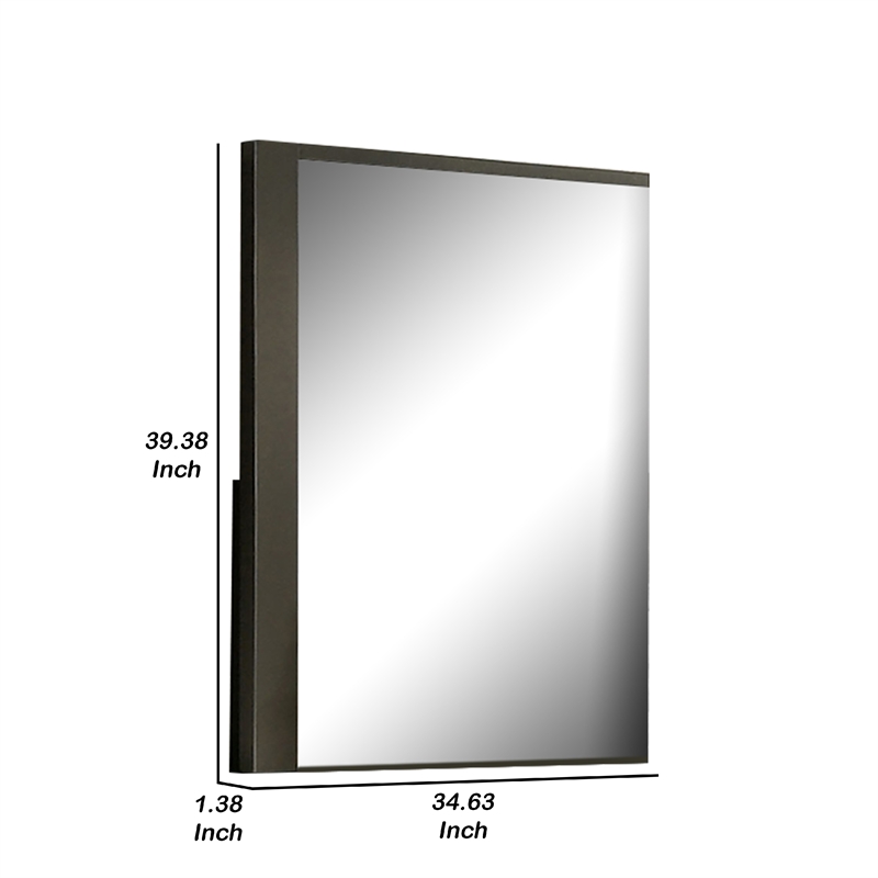 Kena Vanity Dresser Mirror-2 Tone Metallic Gray Asymmetrical Frame