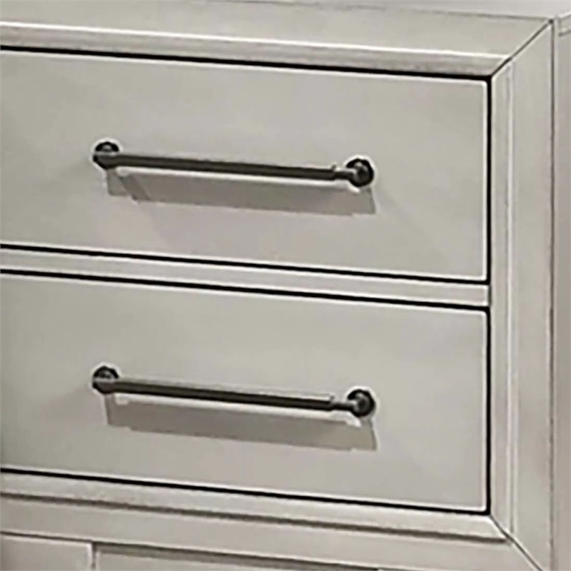 Jaxen Nightstand End Table-Antique White Rubberwood-2 Drawers-23 Inch
