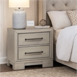 Jaxen Nightstand End Table-Antique White Rubberwood-2 Drawers-23 Inch