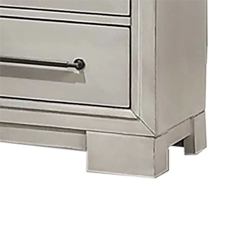 Jaxen Nightstand End Table-Antique White Rubberwood-2 Drawers-23 Inch